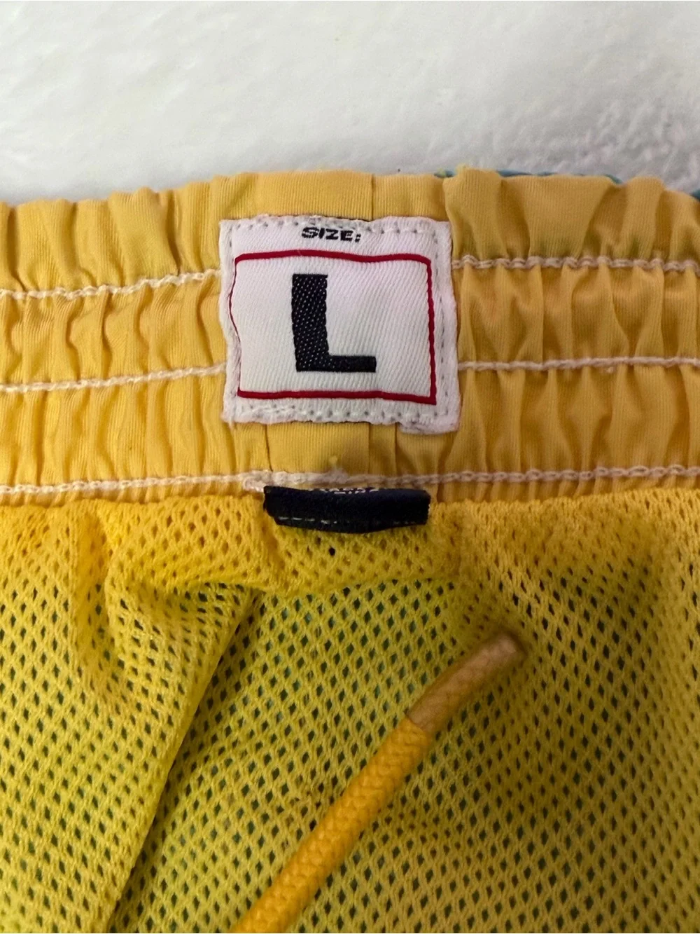 Tommy Hilfiger Blue Swim Trunks Large‎ Flag Logo Mesh Lined flaw drawstring